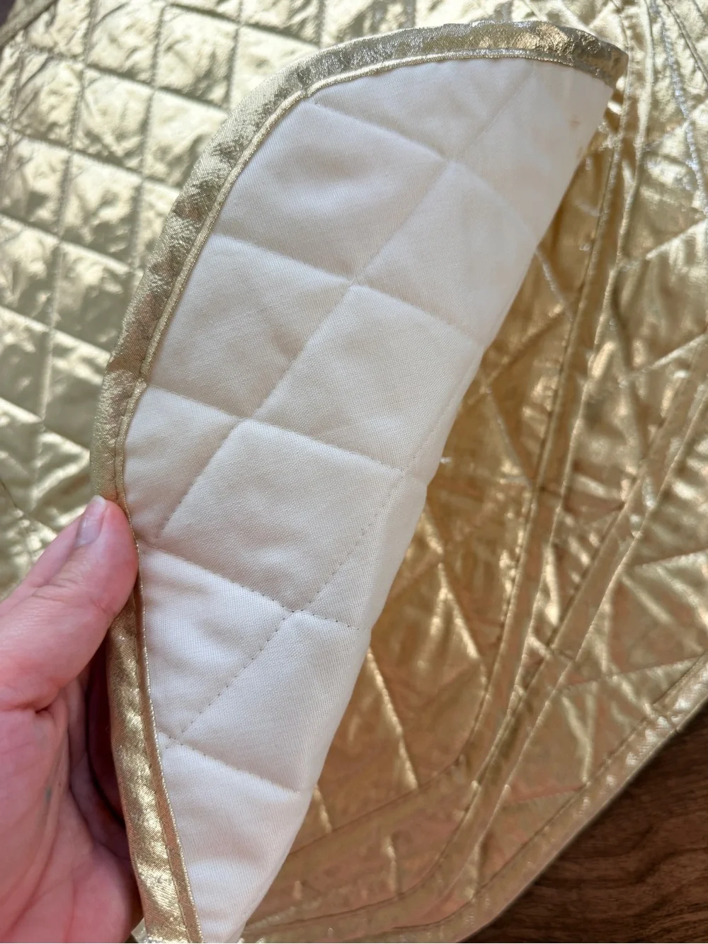 Quilted Gold Metallic Cream Placemats - Set of 4